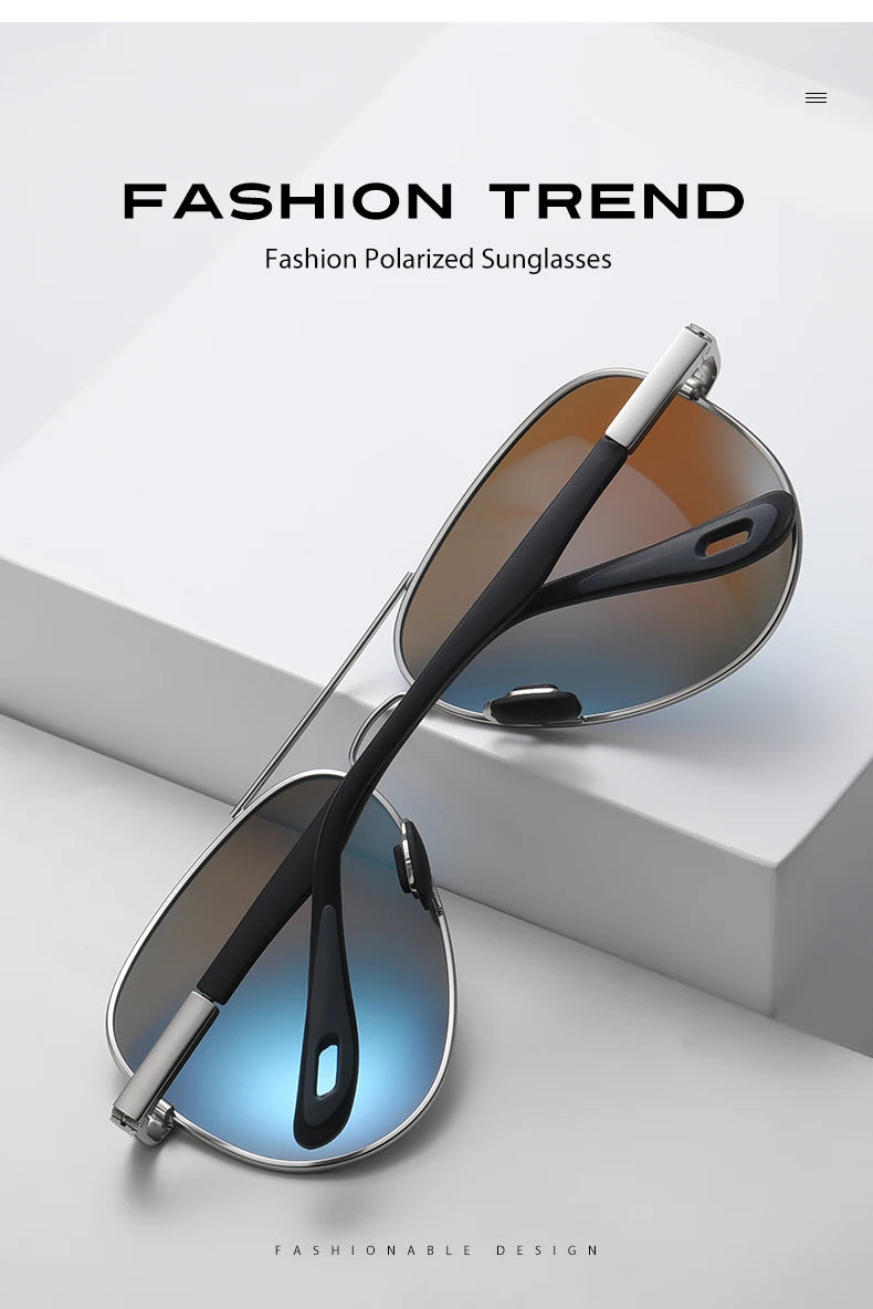 0 -0.5 -0.75 To -6 Night Vision Lens Oval Prescription Sunglasses Men Polarized Metal Driving Anti-Glare Nearsighted Sun Glasses