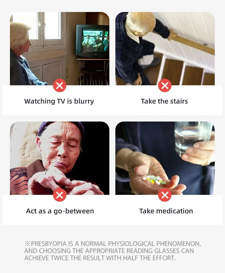 Retro Double Beam Large Frame Presbyopia Glasses Night Vision Photochromic Multifocal Reading Glasses Anti Blue Light Eyeglasses