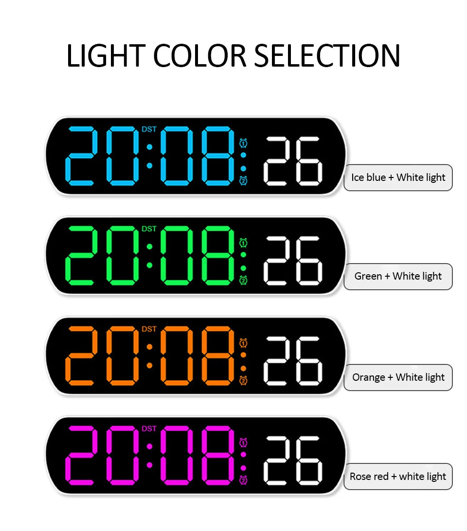 Voice Activated Multifunction Digital Alarm Clock LED Timer Clock 12/24H Temperature Date Display Desktop Alarm Clock Night Mode