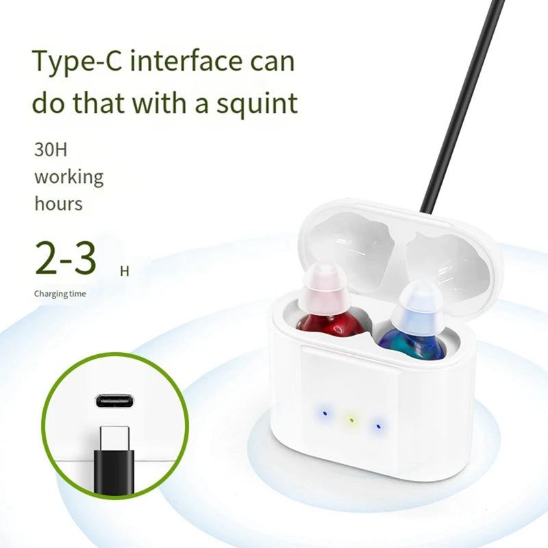 Noise-Canceling Hearing Aids For Seniors Rechargeable Sound Amplifier For Hearing Aid Charging Compartment Accessories