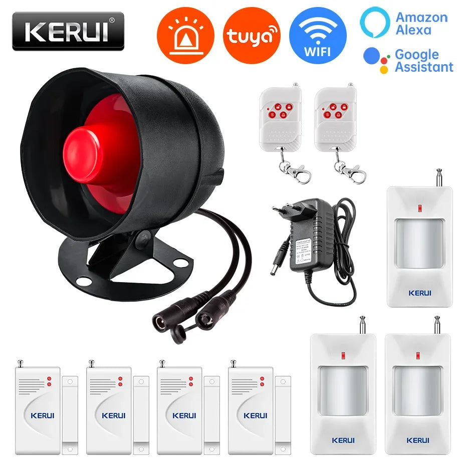 KERUI Siren Alarm System Tuya Smart WiFi 110db Loudly Speaker Alarm Burglar Home Security Alarm With Motion Door Window Sensor
