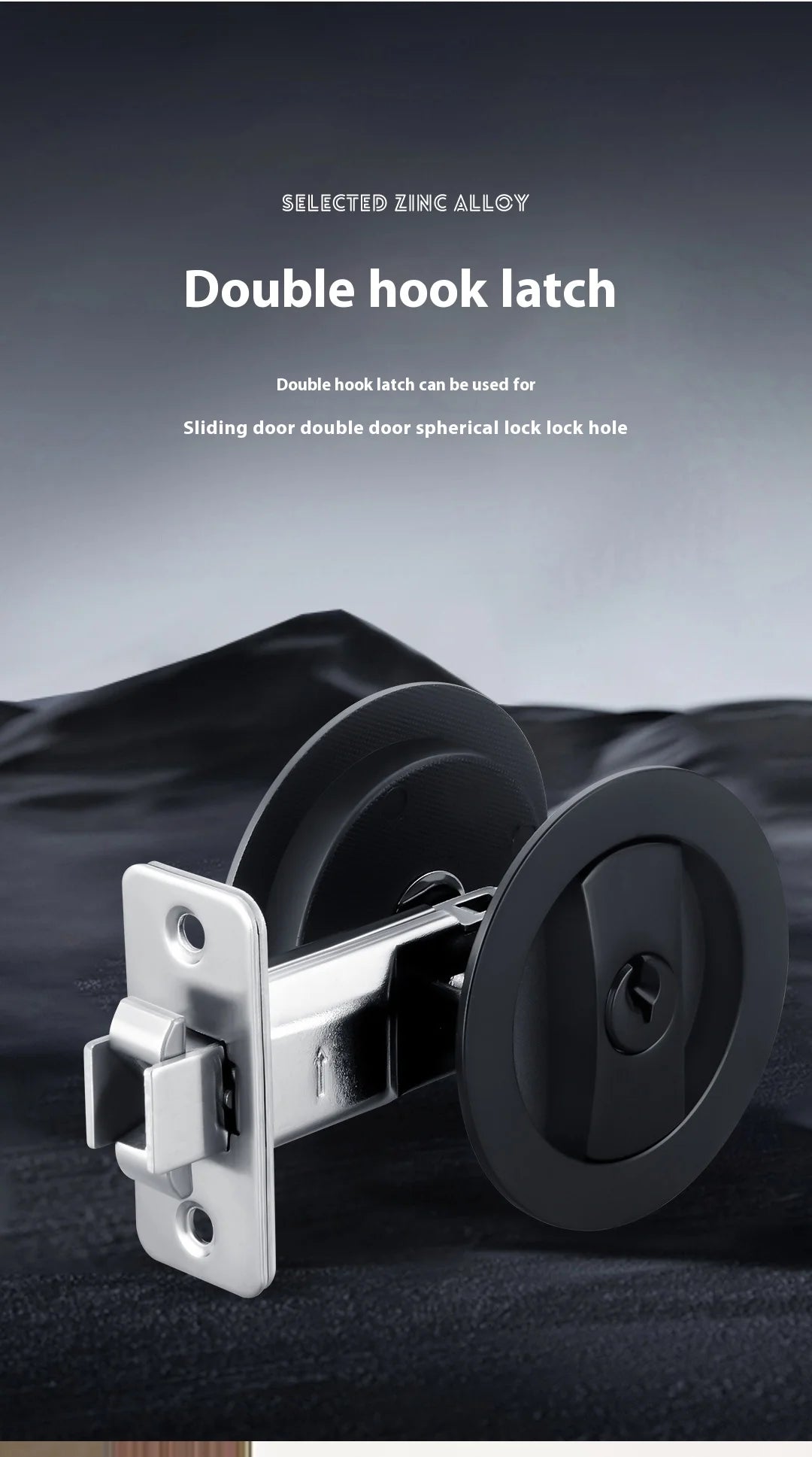 Slider door lock; square sliding door lock for home bedroom and bathroom with double hooks