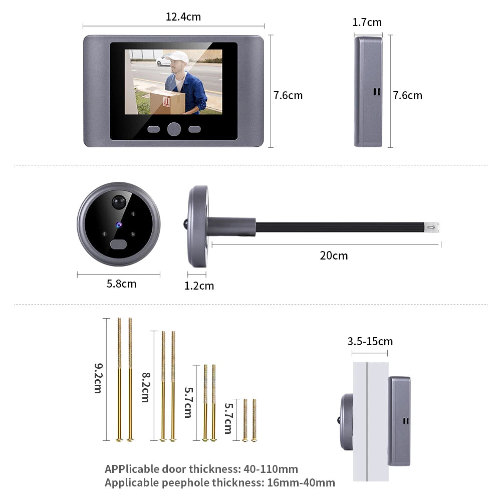 Security House Wireless Doorbells 480P Video Digital Door Peephole With 2.8 inch Screen Ring bell