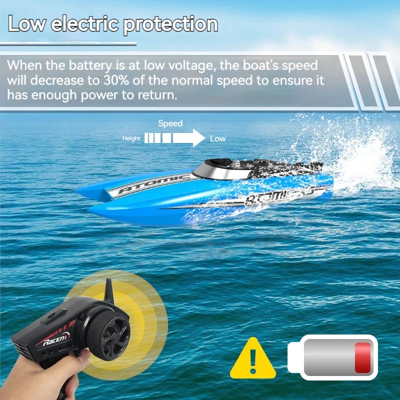 Orlans Remote Control Boat High-Speed 30km/H Dual Body Outdoor Water-Cooled Brushed Motor High-Speed Speedboat Waterproof Toy
