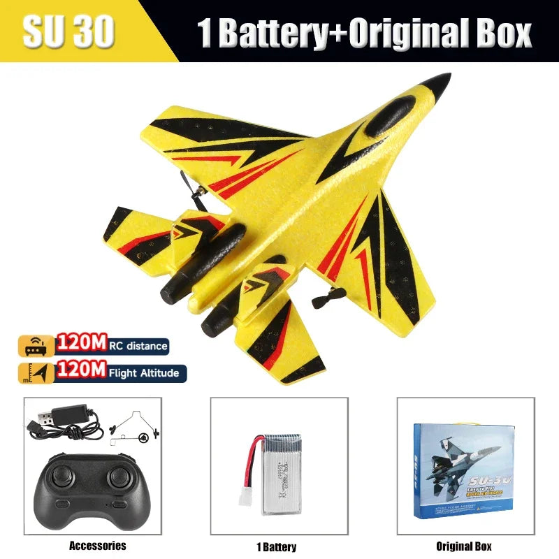 RC Plane SU57 Radio Control Airplane Light Fixed Wing Hand Throwing Su30 Foam Electric Remote Control Plane Toys for Children