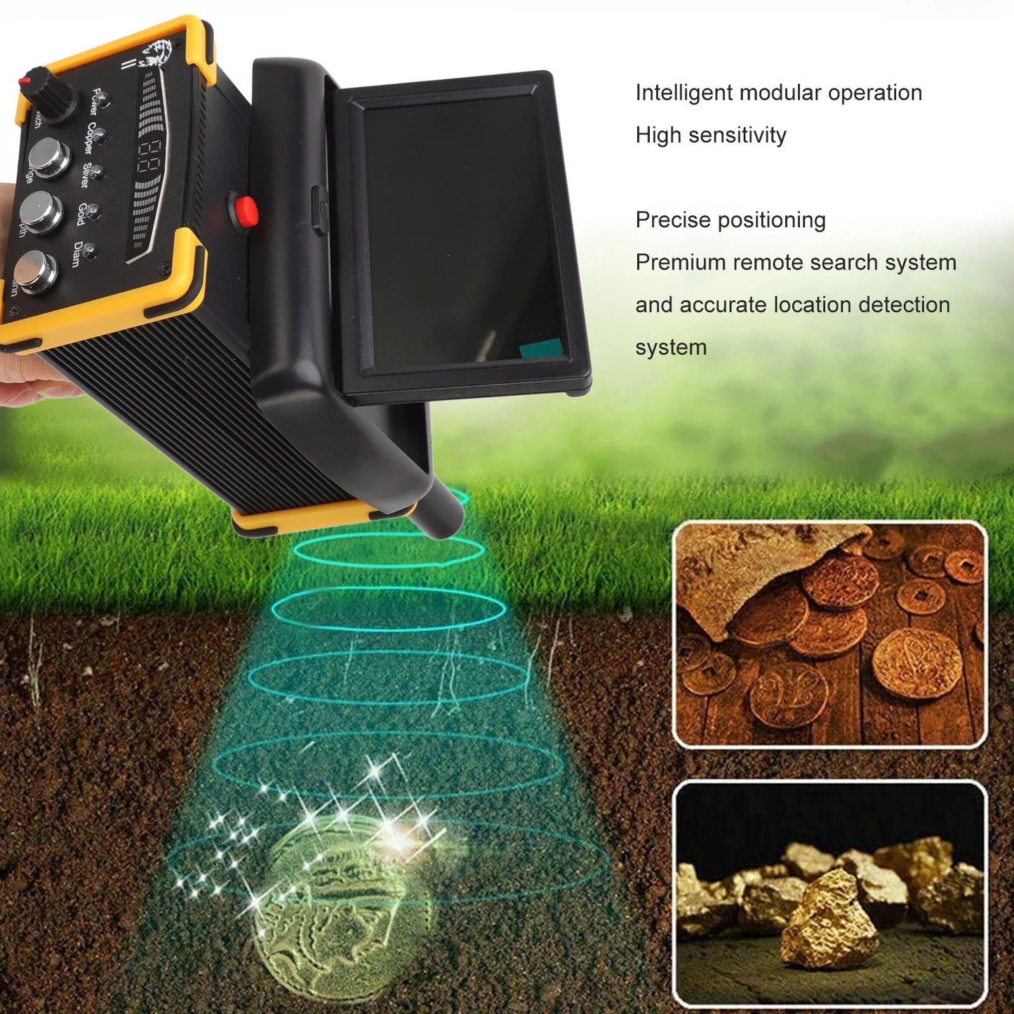 Metal Location Machine 30m  Metal Detector Folding Screen Gold Finder Metal Scanner Device Search Range 1000m GR9000