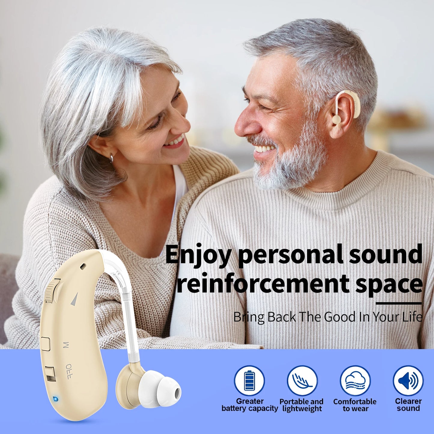 Auxiliary listening headphones with over the ear noise reduction function