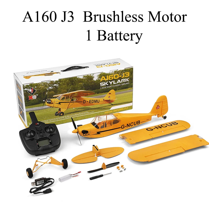 Hot Sale RC Plane RTF 2.4G Brushless Motor 3D/6G Remote Control Airplane  Wltoys A160 Upgraded J3-CUB Ready To Fly