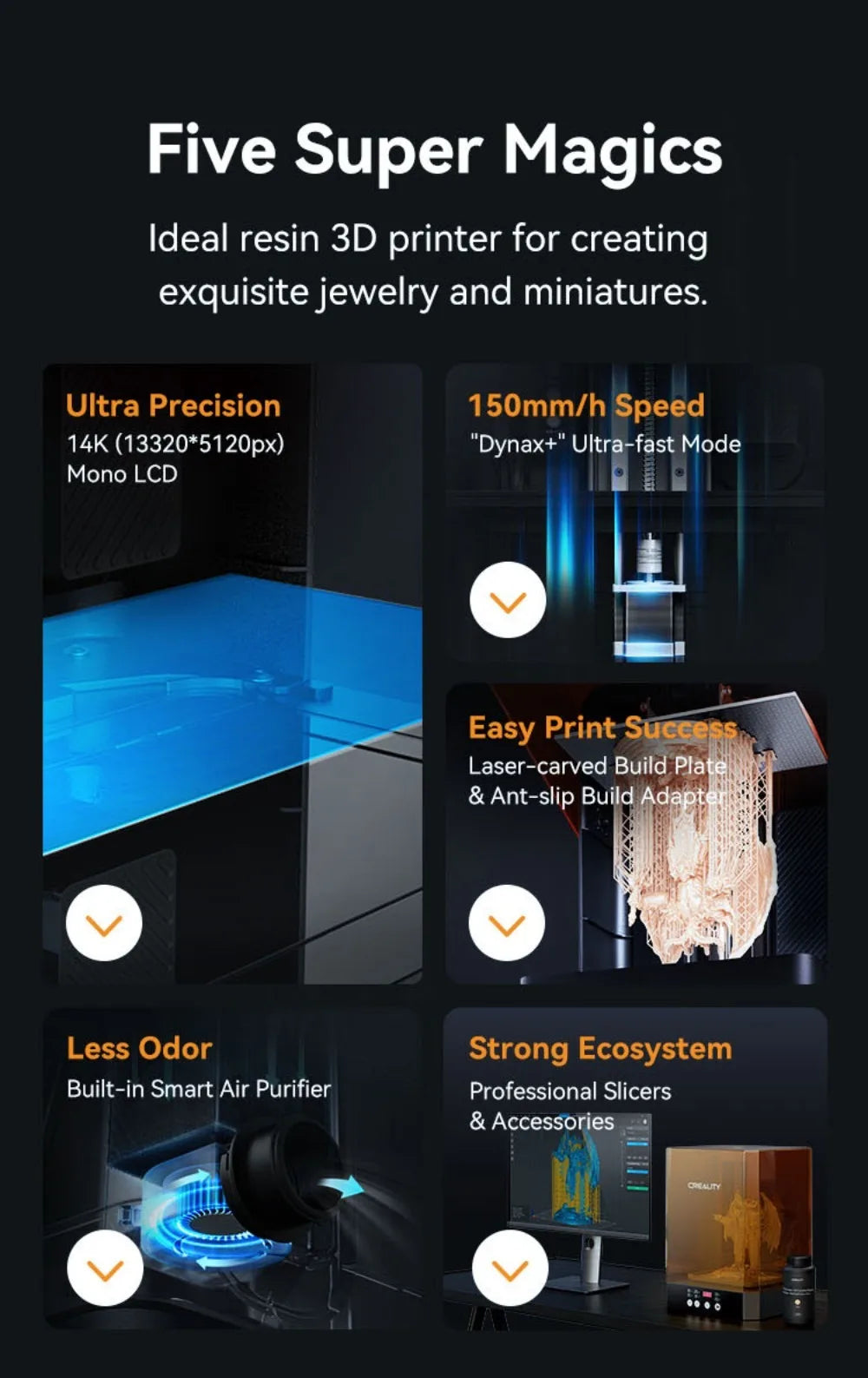 CREALITY Original HALOT-MAGE S Resin 3D Printer 14K 13320*5120px Mono LCD 10.1" Printing 150mm/H Hyper-Speed 4.3" Touch Screen