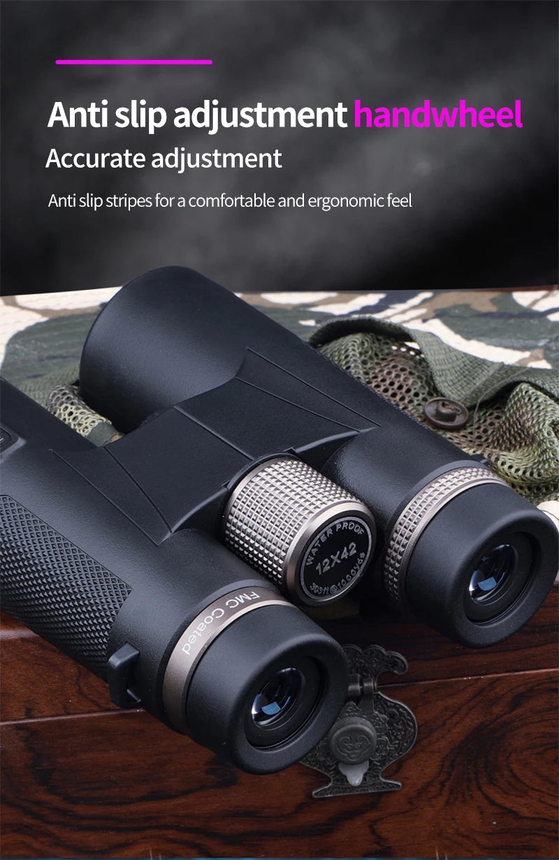 12x42 HD Professional Binoculars with ED Lens BAK4 Prism Waterproof Metal Body for Birdwatching Hunting Camping Travel Outdoor