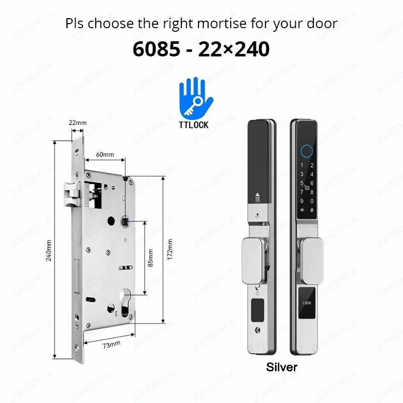 Waterproof Sliding Door Smart Lock TTLock App Alexa Fingerprint Digital Code RFID Card Anti-Lock Aluminum Glass Electronic Lock