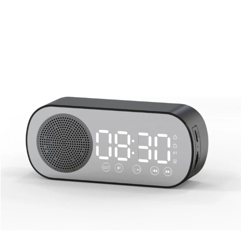 Alarm Clock Bluetooth Speaker, Digital Alarm Clock Radio with LED Mirror Display, Loud Alarm Clock for Heavy Sleepers