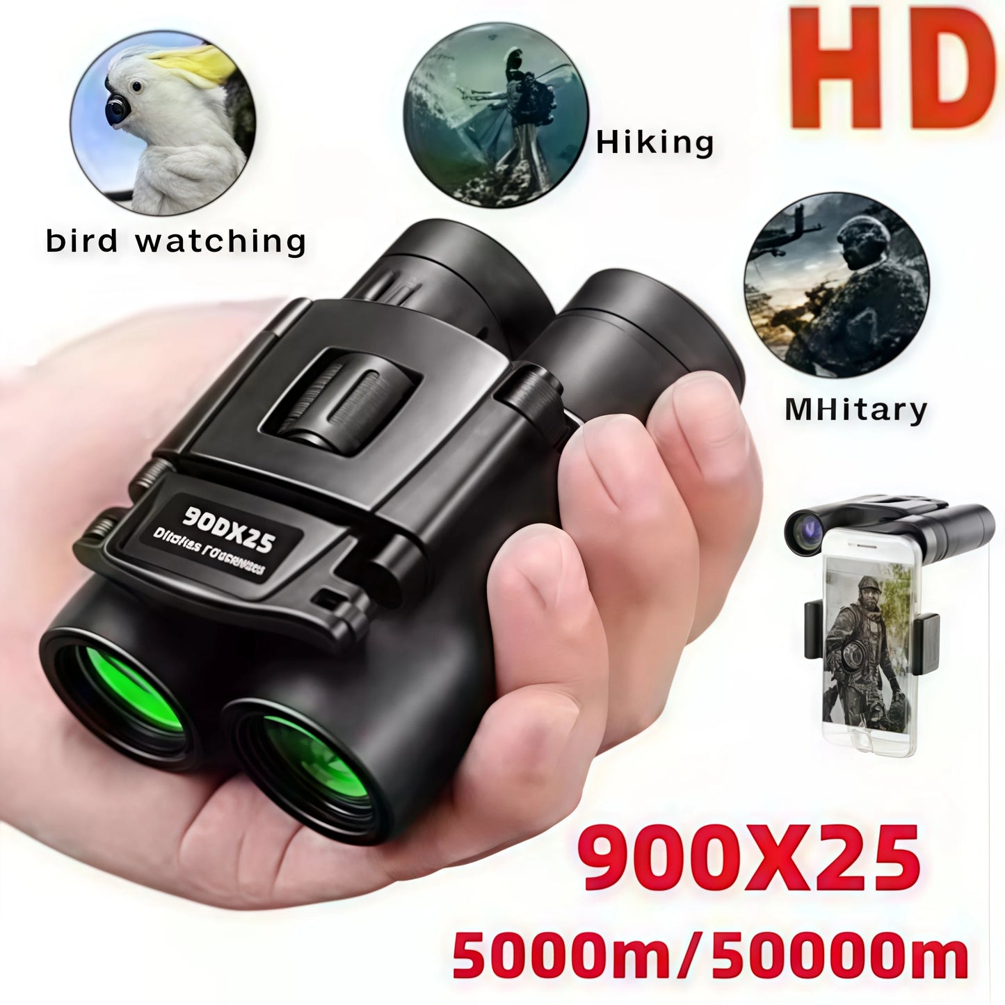 22x40 HD Binoculars for Adults, 2000M Long Range - BAK4 FMC, Compact & Waterproof for Hunting, Bird Watching, Camping
