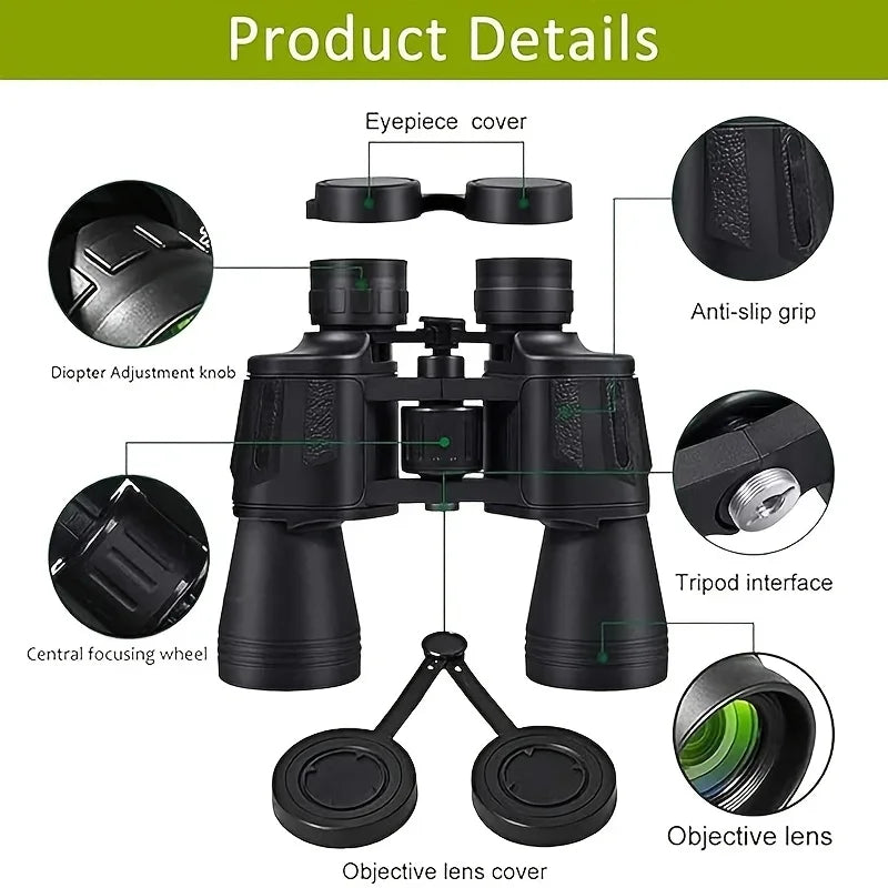 10X50 Binoculars High Definition Powerful Telescope Monoculars Hiking Travel Portable Telescope Camping Hunting Outdoors