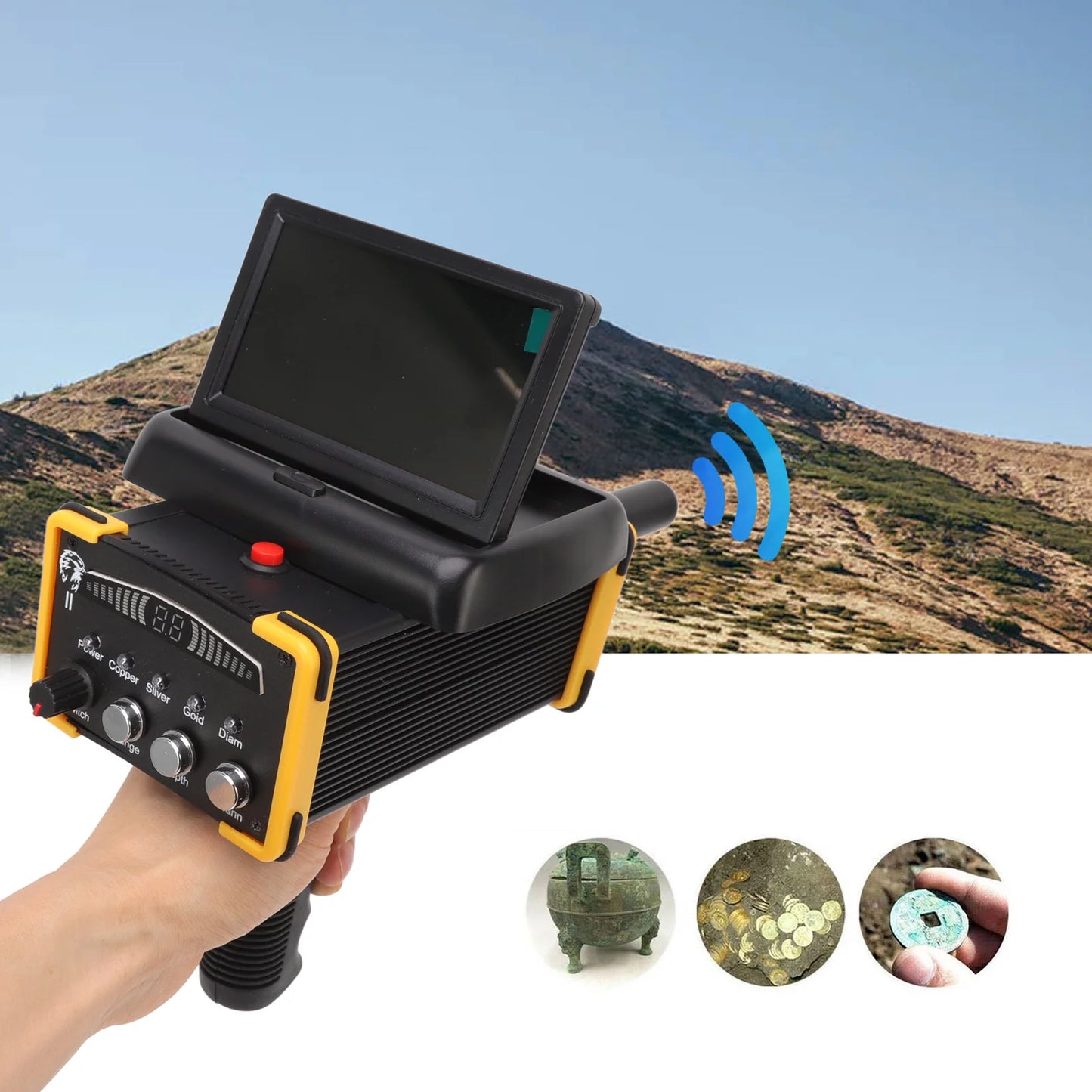 Metal Location Machine 30m  Metal Detector Folding Screen Gold Finder Metal Scanner Device Search Range 1000m GR9000