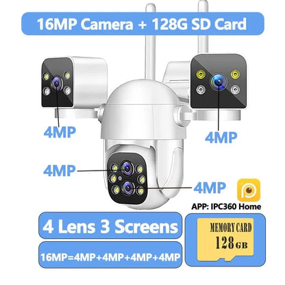 Security Camera 10X Zoom Three Lens WIFI Wireless Outdoor 6K 12MP AutoTracking IP Camera PTZ CCTV Video Surveillance IPC360Home
