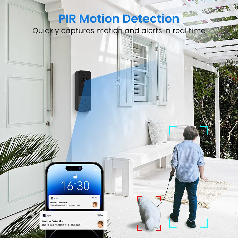 Video Doorbell Camera 2-Way Audio Wireless Video Doorbell PIR Motion Detection for Home Office