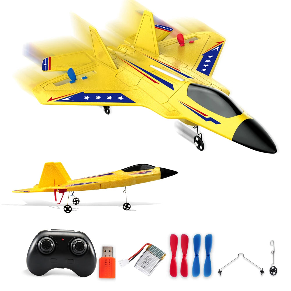 RC Plane 2.4G 2CH F22 Raptor Remote Control Flying Glider With LED Lights EPP Foam RC Airplane Toys Gifts For Children