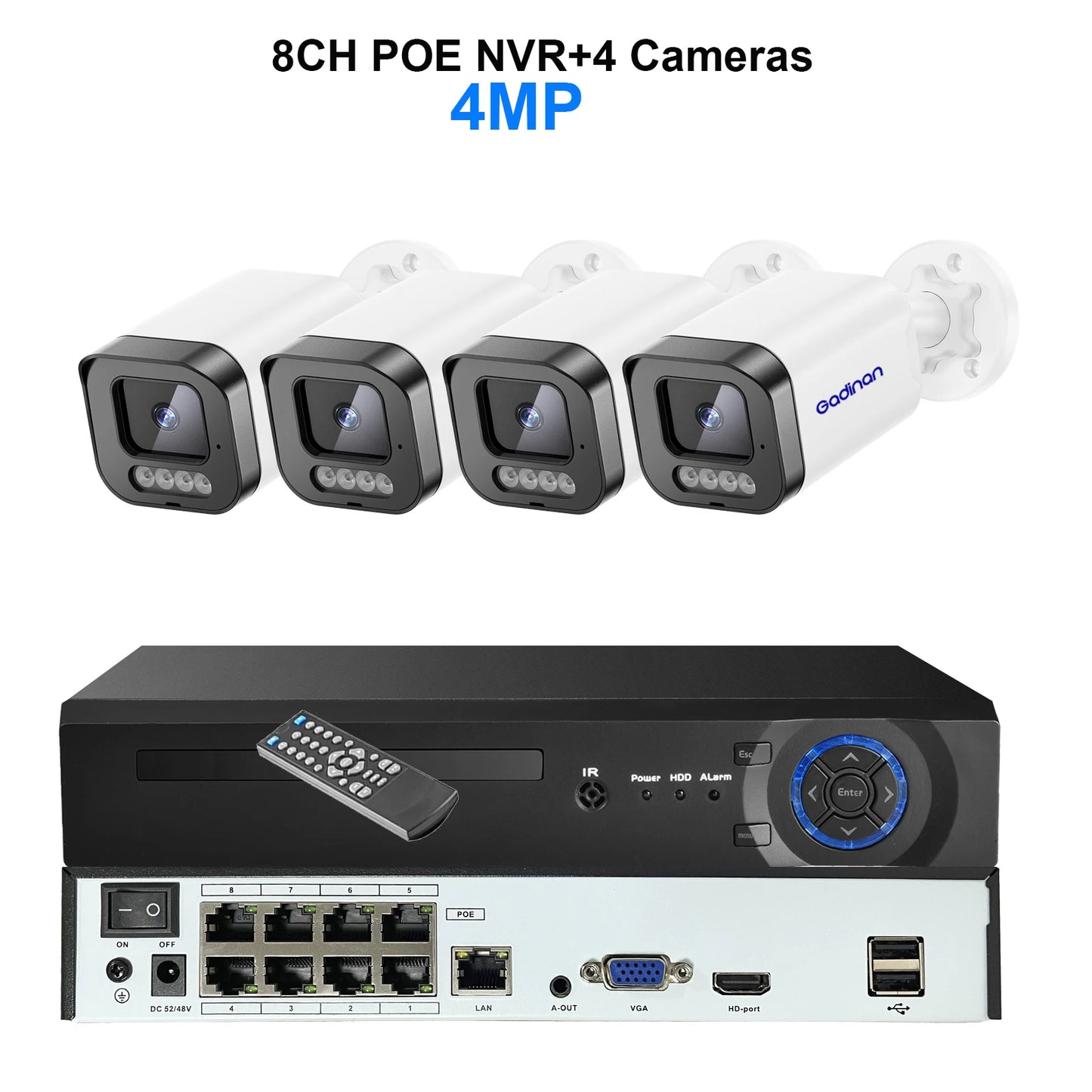 4K Security Camera System 8CH POE NVR 8MP Face Detect Color Night Vision Two Way Audio IP Camera Security Video Surveillance Set