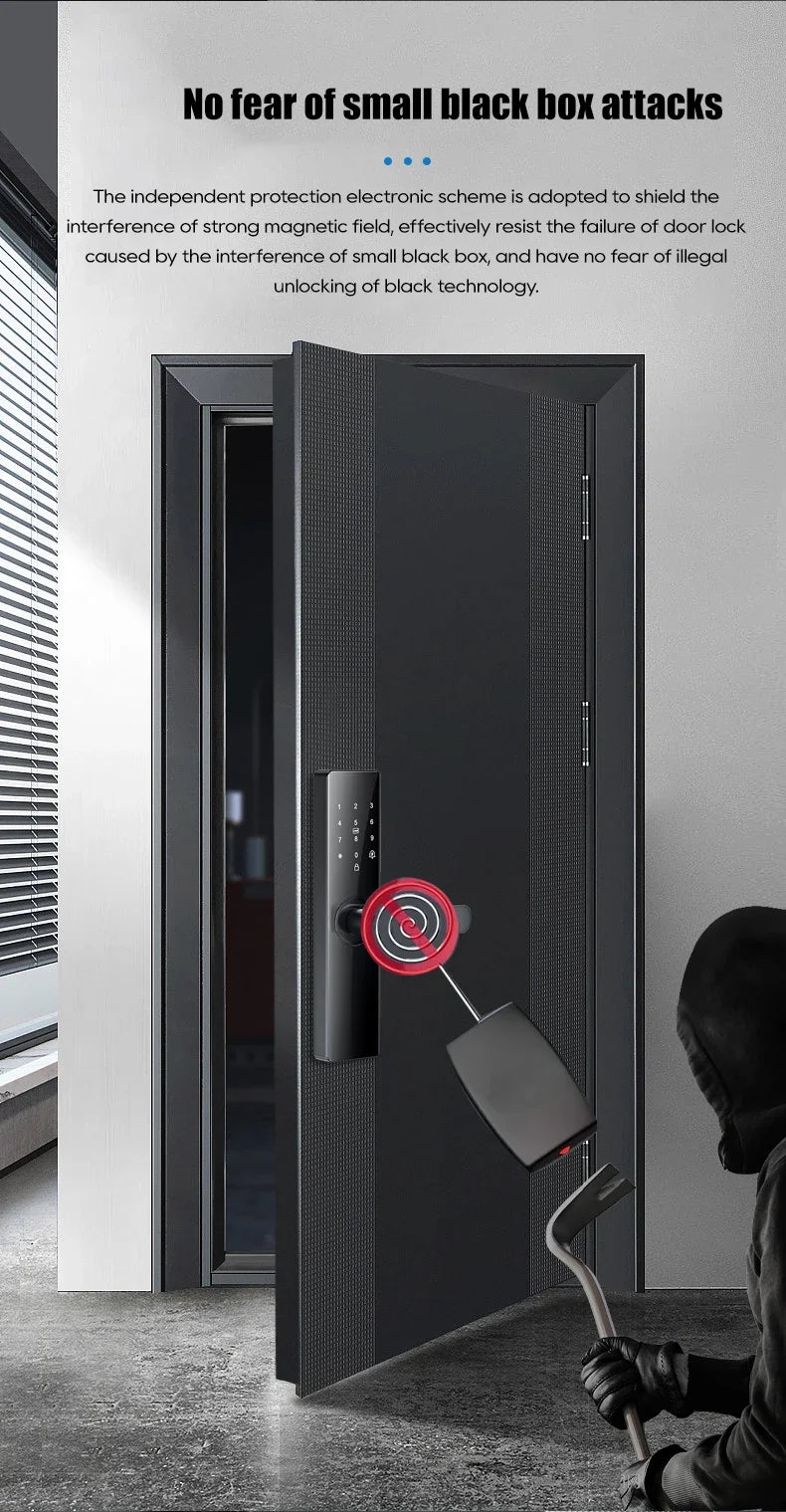 Smart Card Key Access and USB Emergency Charging Smartlock Smart Electronic Door Lock Fingerprint Biometrics Application Control