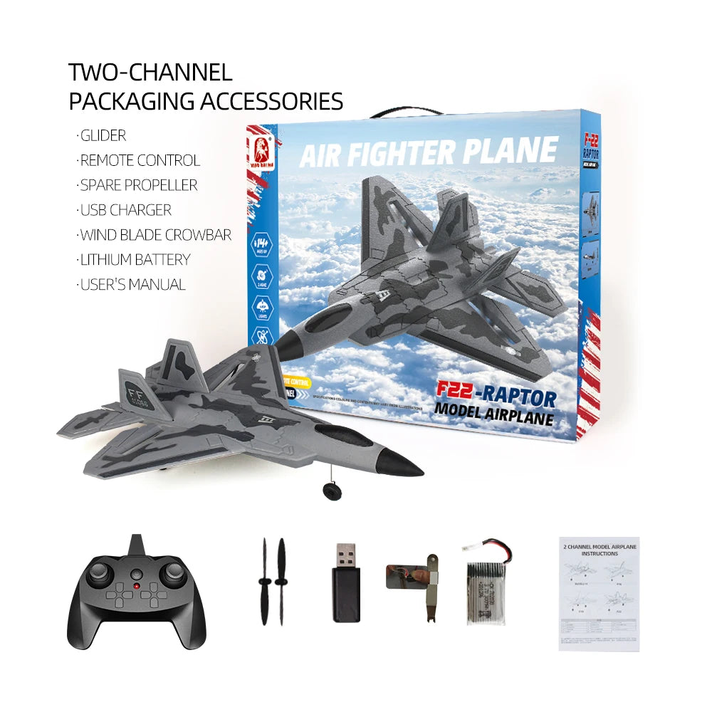 RC Plane, simulation RC fixed-wing glider, 2 channels RC combat aircraft, 2.4G control easy to fly for beginners&adults&boys