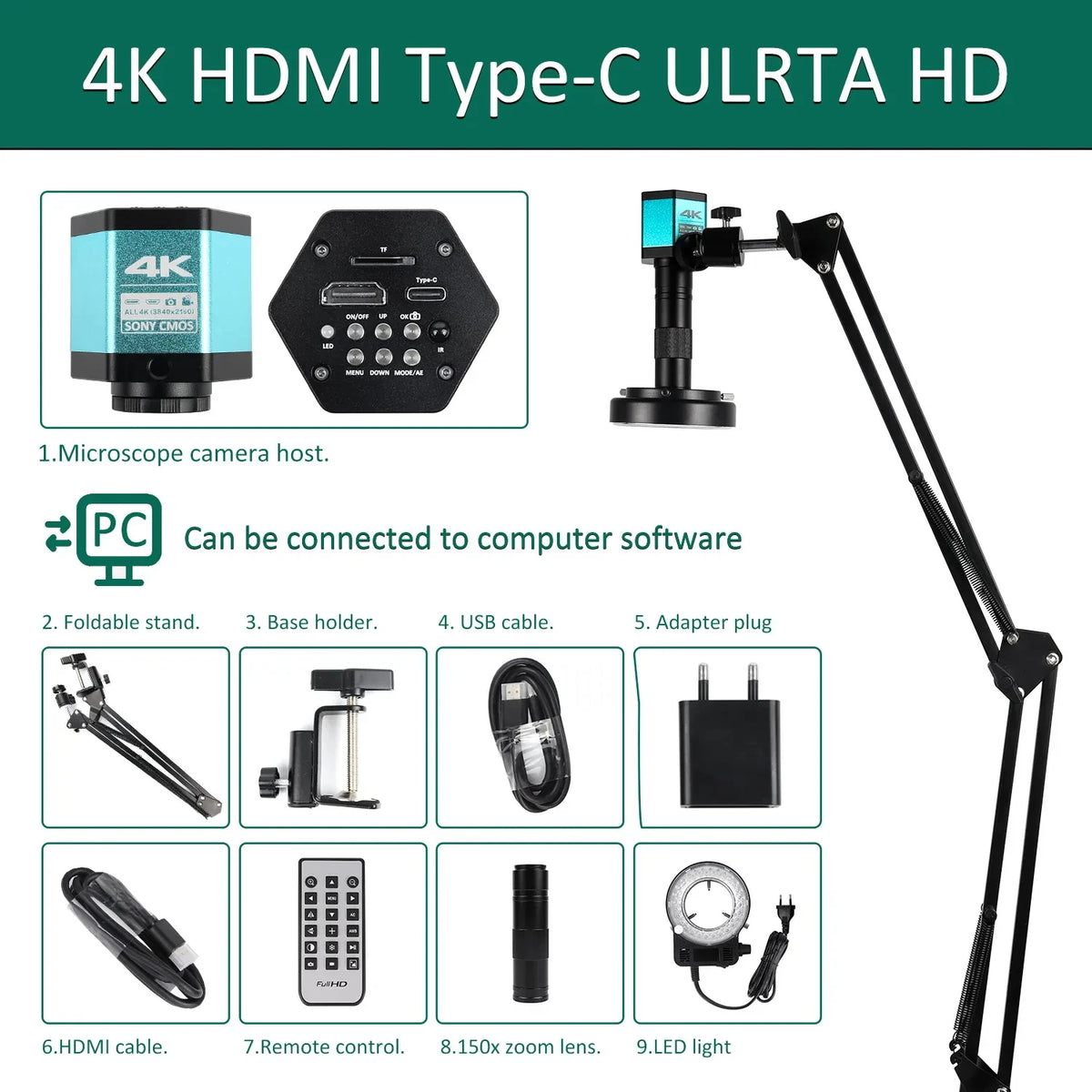 Microscope Cctv 4K Microscope 48MP Digital Microscope For Electronics USB Industrial C ...