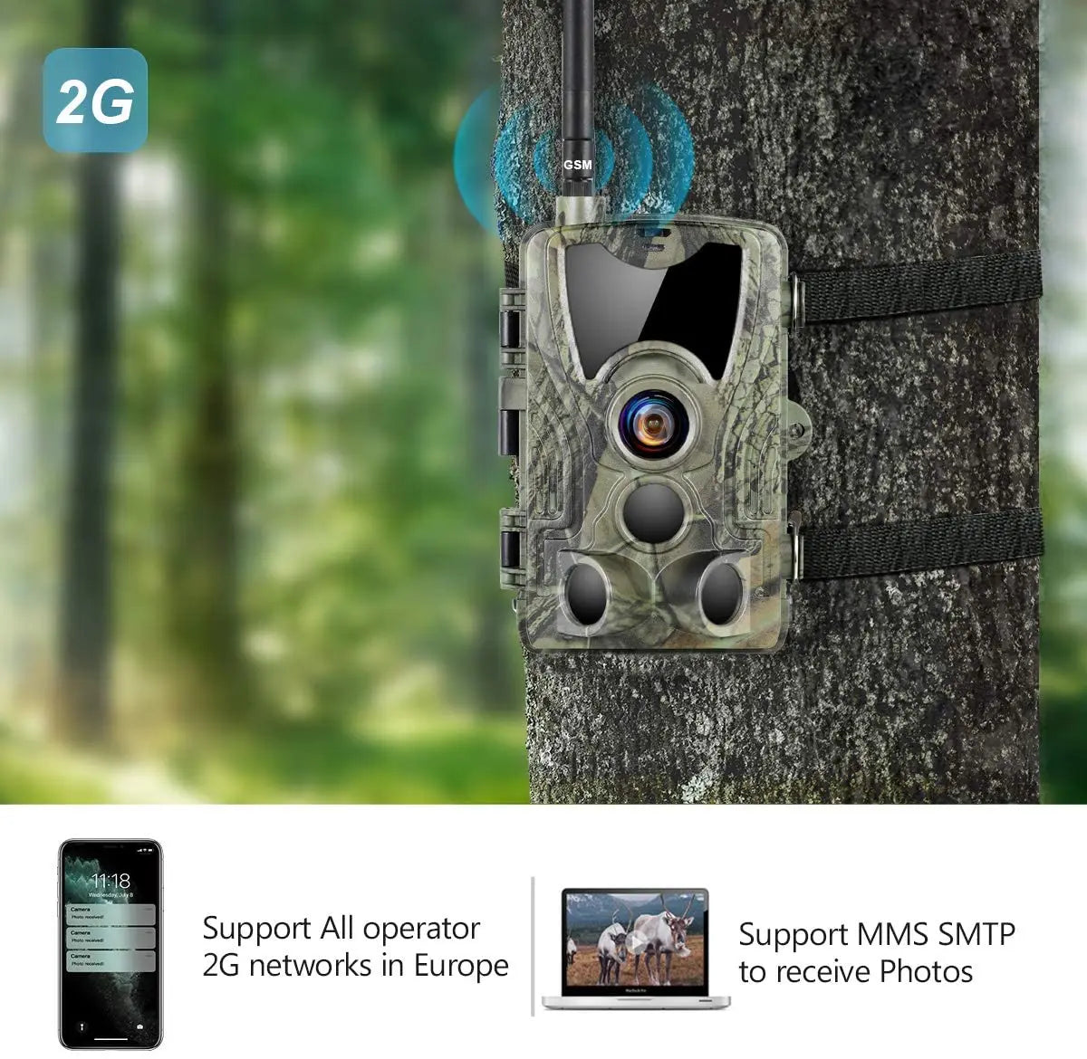 Outdoor Hunting Home Security Trail Camera 2G GSM MMS SMS SMTP Camera 20MP HD Night Vision Wireless Waterproof
