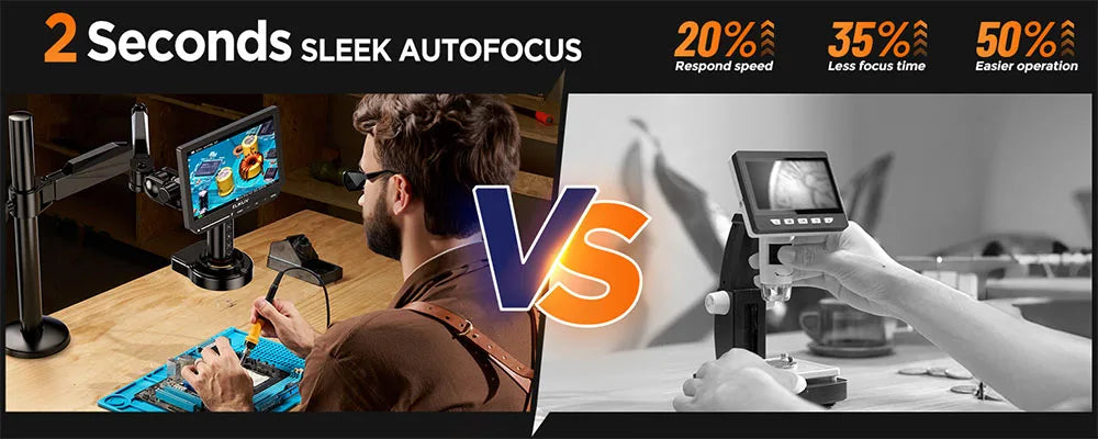 Elikliv EM4K-AF Flex 10.1'' Autofocus Digital Microscope 4K Soldering Microscopio for Electronics 2000X HDMI Microscope with Arm