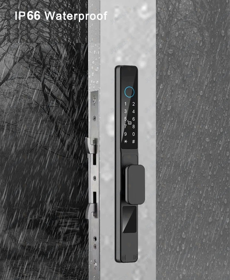 Waterproof Sliding Door Smart Lock TTLock App Alexa Fingerprint Digital Code RFID Card Anti-Lock Aluminum Glass Electronic Lock