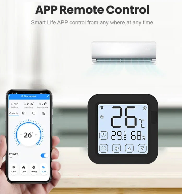 Smart Home Product Smart WiFi IR Universal Remote Temperature Humidity Sensor Remote Control with LED Screen