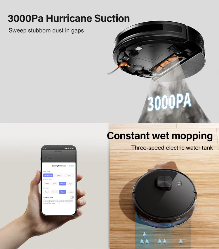 X7 Robot Vacuum Cleaner Can Work For 120-150 Minutes With Laser and Gyroscope Navigation Function Automatic Cleaning Sweep Robot