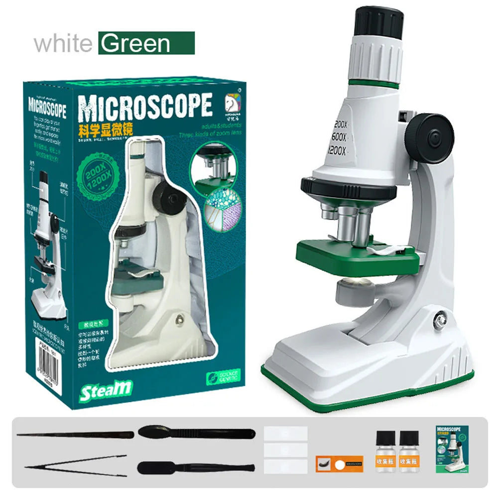 Microscope Portable 1200x HD Eyepiece Kids Science Education Experiment Exploration Set Gift Toys