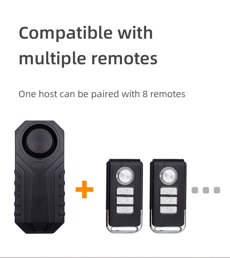 Anti-theft Alarm for Motorbike/Bicycle 113db High Volume Vibration Wireless Remote Control Electric Bell Sound Find A Vehicle