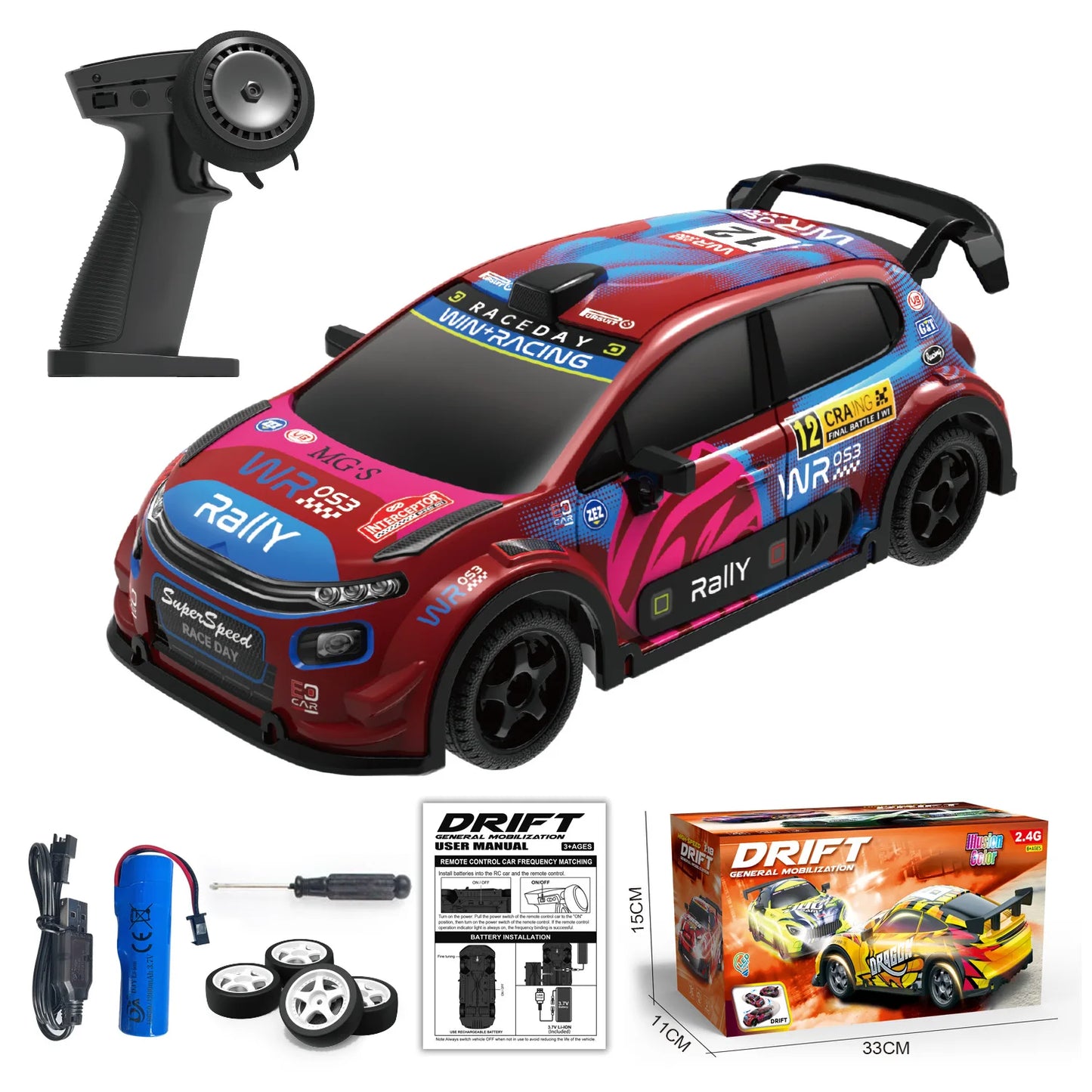 Rc Cars Drift Racing 1:18 High Speed Radio Control Car Remote Control Car 2.4G Wireless Colorful Light Portable Toys for Boys