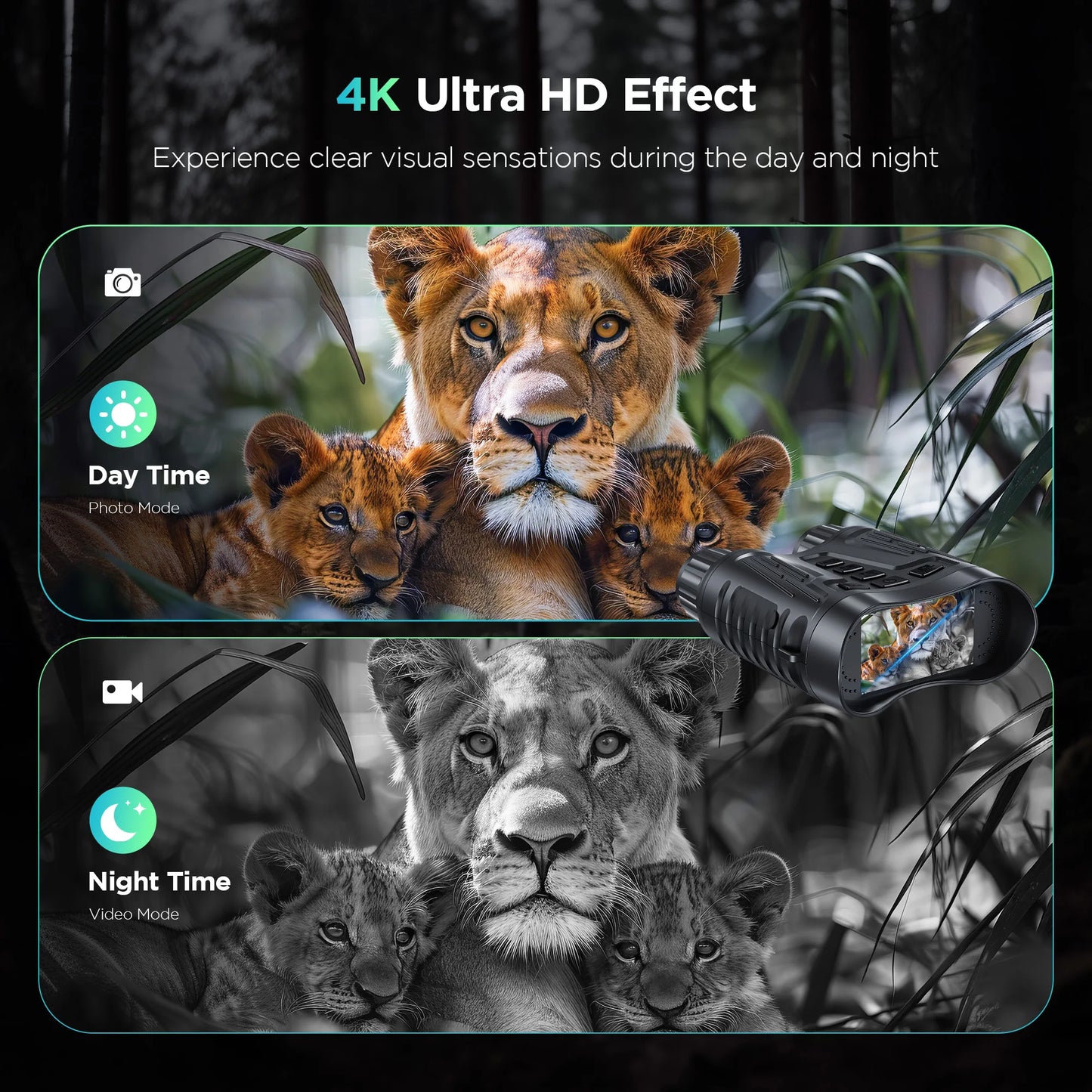 Night Vision Binoculars 8X Digital Zoom Goggles 7 Levels Infrared Visible 300M Darkness 2600mAh Rechargeable For Outdoor Camping