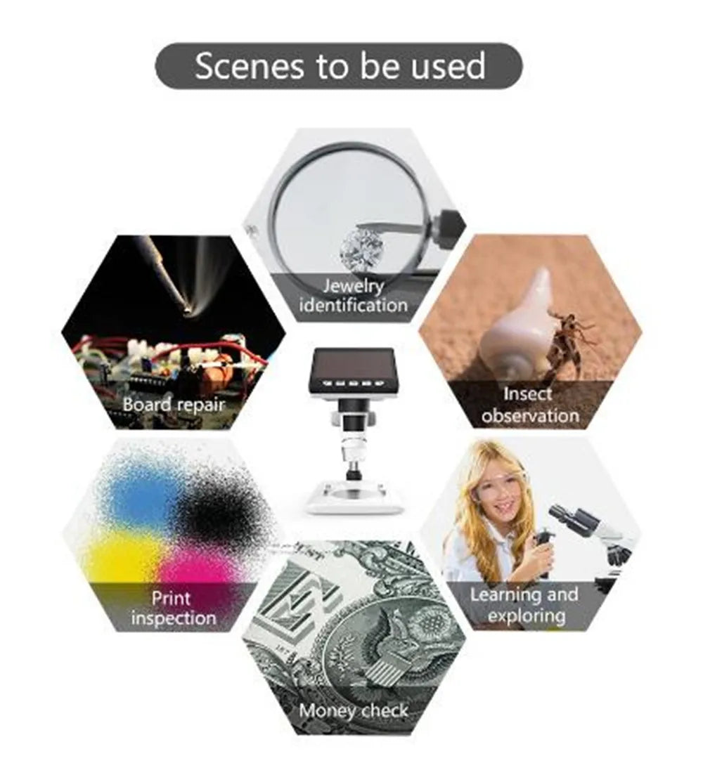 4.3 Inch Display  1080P 1000x Electronic Digital Microscope Screen Microscope  Handheld Endoscope Camera Magnifier Borescope