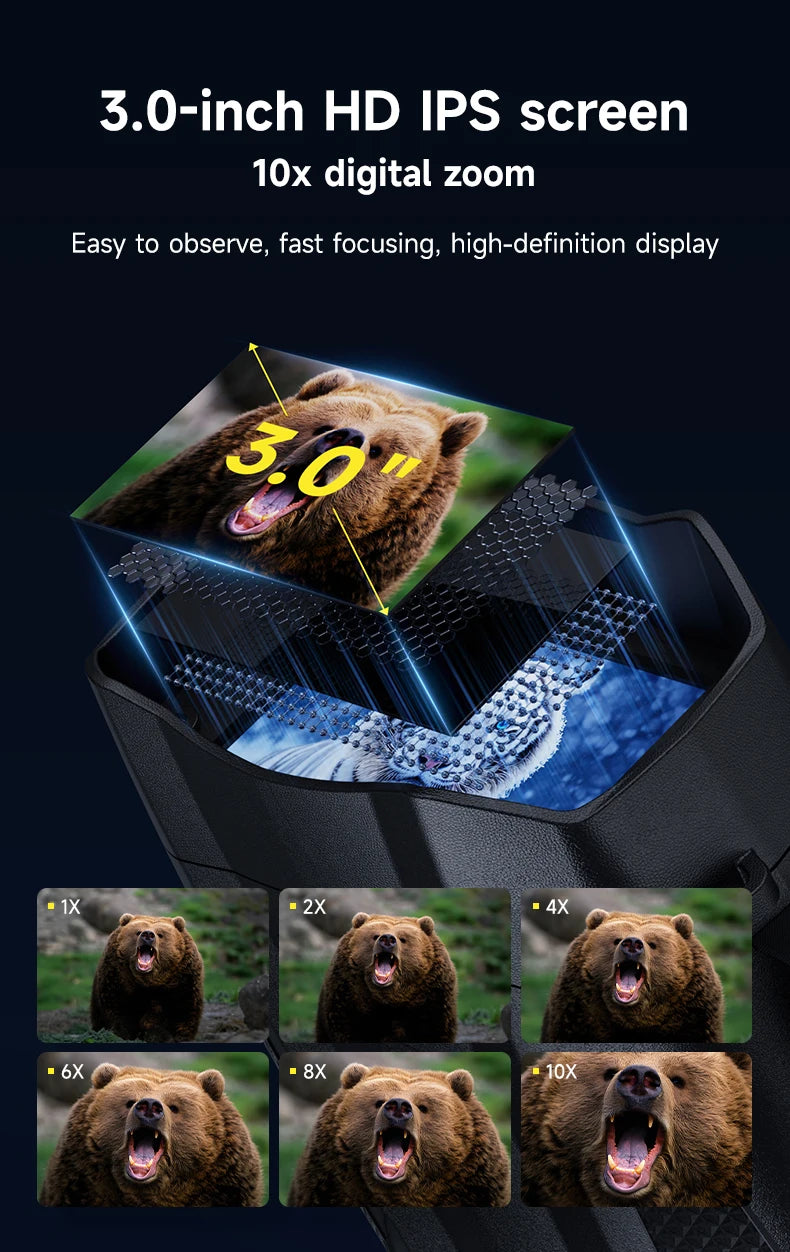 Night Vision Binoculars 4K Infrared 5W IR Rechargeable 10X Digital Zoom 800 Meters Darkness Goggles for Hunting & Surveillance