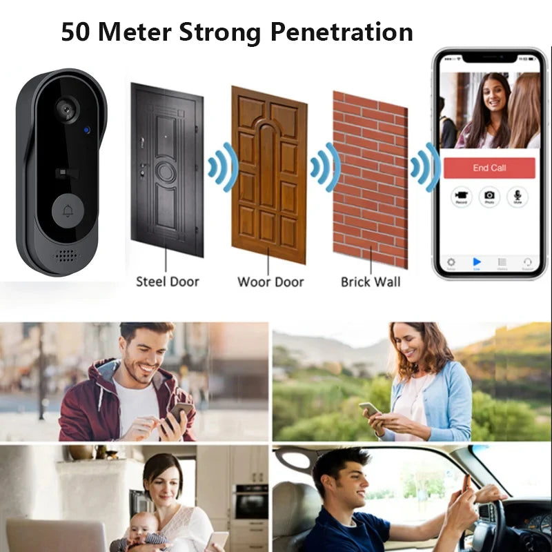 Smart Home DoorBell Night Vision Monitors HD Video Camera WIFI Doorbell Security Waterproof Wireless bell door Intercom for home