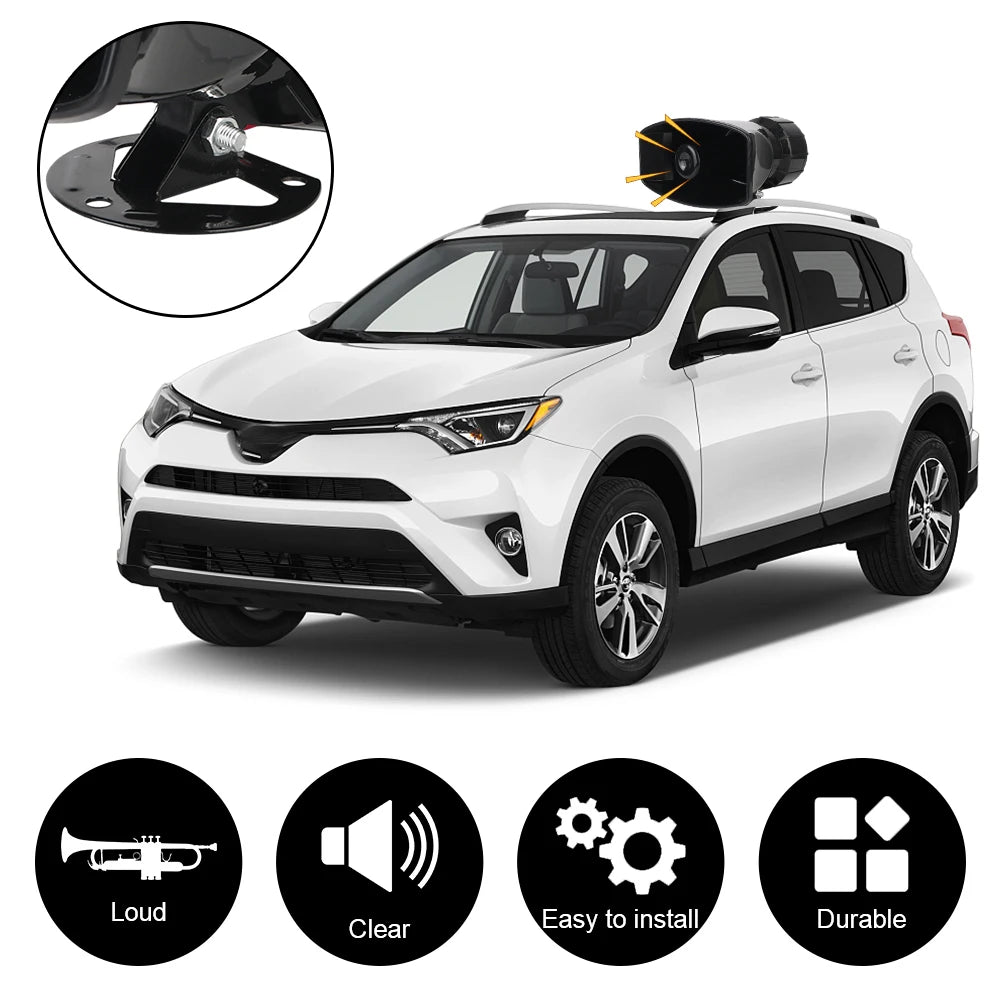 Police Siren Air Horn Speaker Multi-tone & Claxon Horn Car Warning Alarm Megaphone 120DB Loud 12V 100W 7 Sounds Car Horn