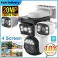 10K Home Security WiFi Camera Four Len Four Screen 360° 10X Zoom CCTV 20MP Wireless Surveillance IP Cam Security Dual Lens Cam