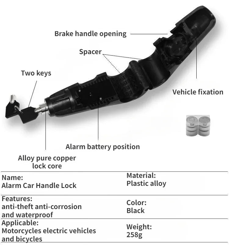 100DB Alarms Sound Motorcycle Handlebar Lock Scooter Electric Vehicle Bicycle Safe Anti-theft Accelerator Brake Lock Padlocks