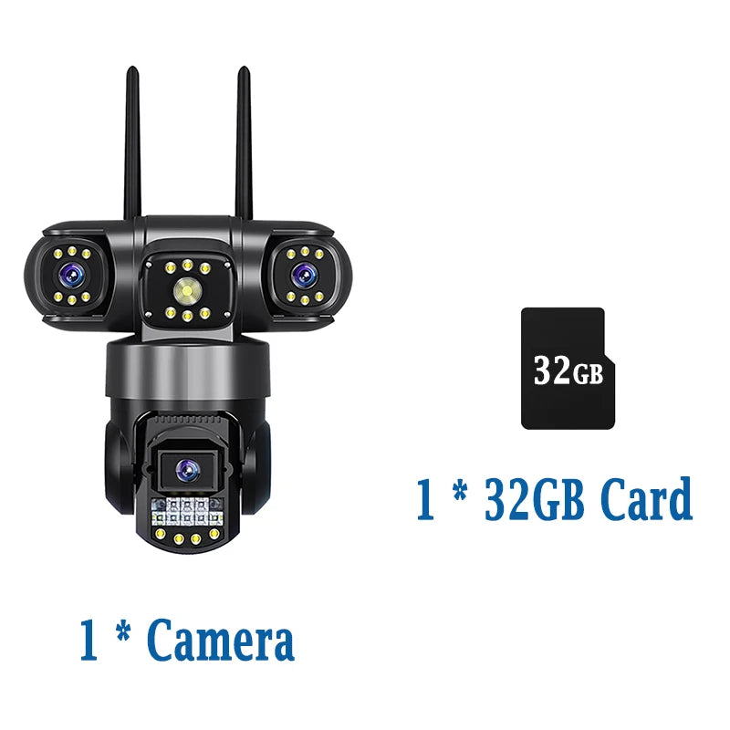 Security WiFi IP Camera Outdoor 12MP 6K Triple Lens Security Video Monitor Night Vision Wireless Cameras Motion Detection Alert