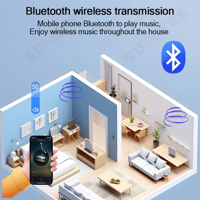 Smart home audio system 7 inch touch screen in wall amplifier WIFI Bluetooths sound music player ALEXA control panel Stereo Amp