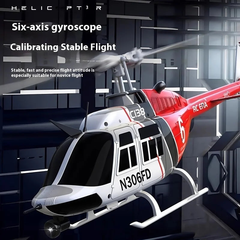 Remote-Controlled Helicopter C138 Rc Era The New Bell 206 Model Airplane With Double Blades And Single Rotor Without Aileron