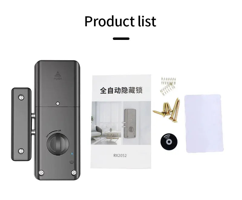 Smart Electric Motor Lock With Tuya App Keyless Entry Door Lock Concealed Invisible Installation IC Card Lock for Wooden Door
