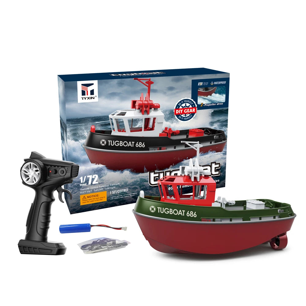 NEW 686 RC Boat 1/72 Powerful Dual Motor Wireless Radio Control Shipboat 2.4G Electric Remote Control Tugboat Model Toys for Boy