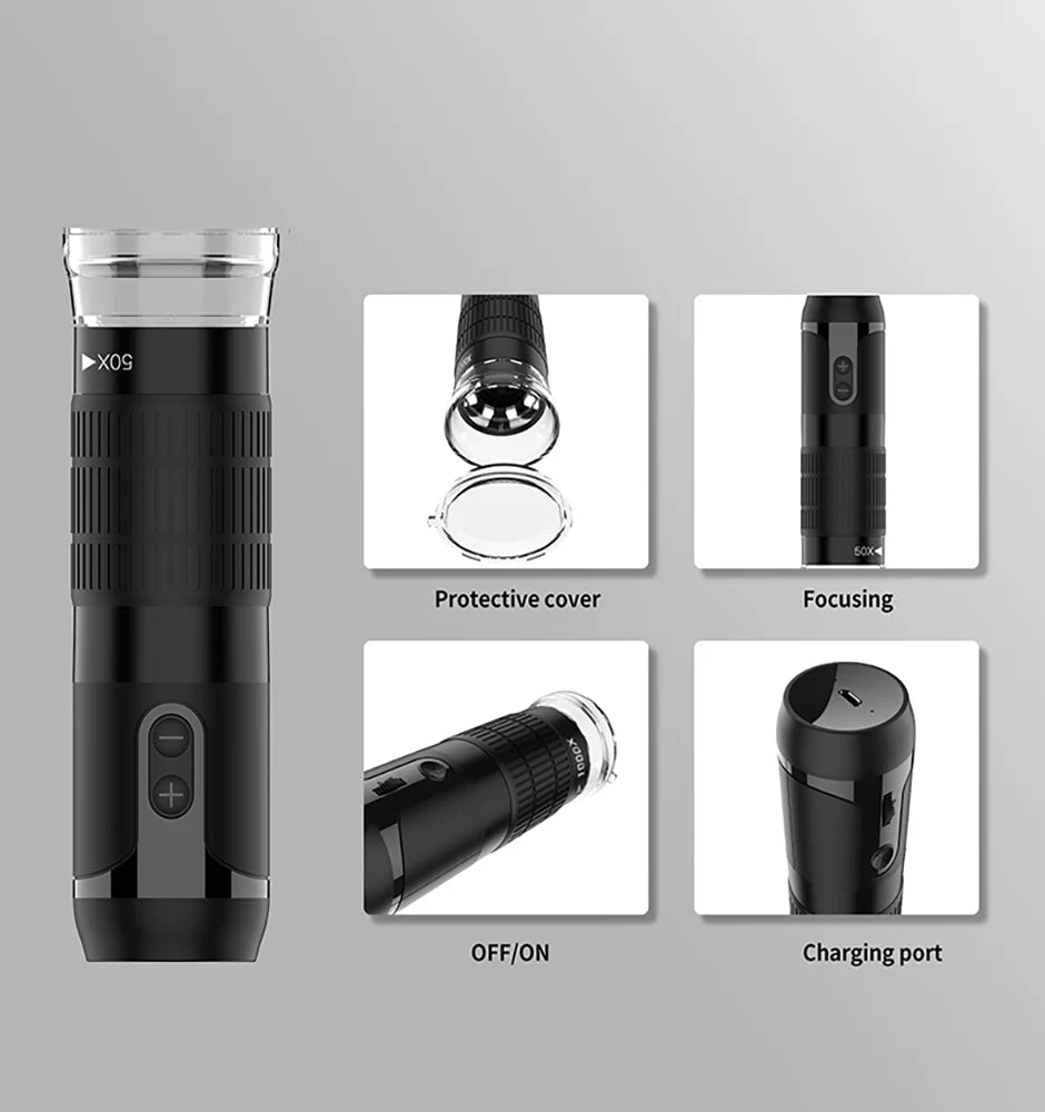 Digital Microscope Wireless Pocket Handheld USB Microscopes 50x-1000x Zoom Inspection Camera Compatible with iPhone Android PC