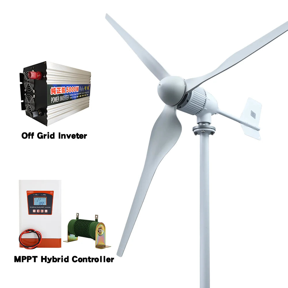 Fast Delivery In Poland More Powerful 8000w Horizontal Wind Turbine Generator 48v 96v Low  Windmill With Controller Free Power