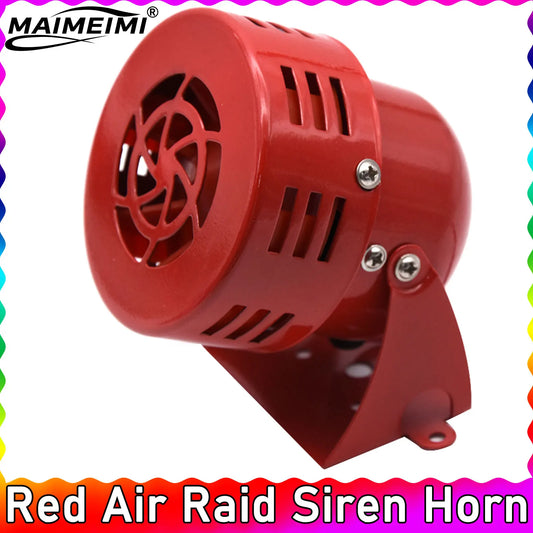 Red Air Raid Siren Horn Alarm 110dB Driven Air Raid Siren Horn Alarm Loud Air Horn for Car Boat Truck Motorcycle Speaker 12 Volt