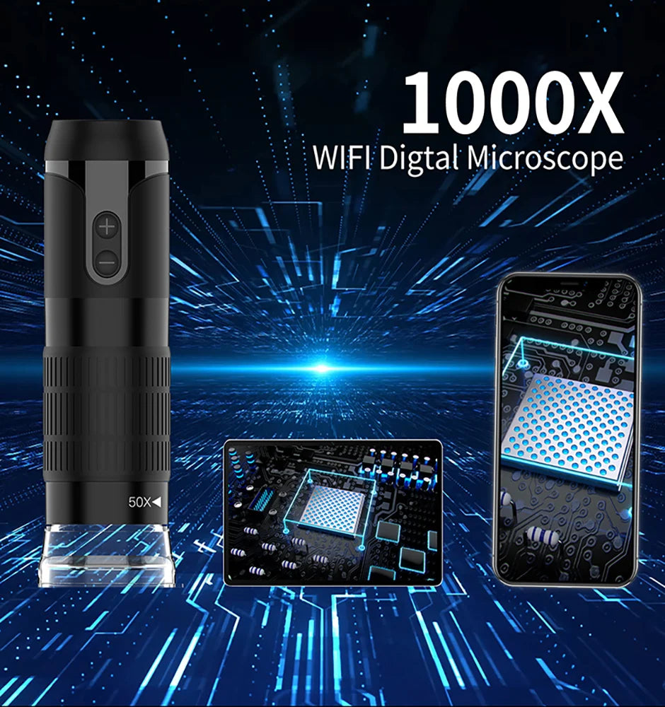 Digital Microscope Wireless Pocket Handheld USB Microscopes 50x-1000x Zoom Inspection Camera Compatible with iPhone Android PC